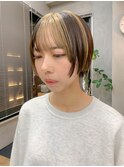 セクションカラー、ポイントブリーチ、ベージュ、ハイライト