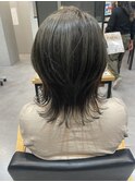 ウルフカット 個性派×オリーブグリーンダブルカラー10代20代
