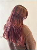 ピンクブラウン×韓国風ロング