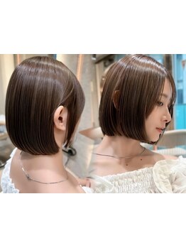 【トリートメント+カット+柔らか縮毛矯正￥15800】傷みを最小限に抑える髪質改善効果のある縮毛矯正[池袋]