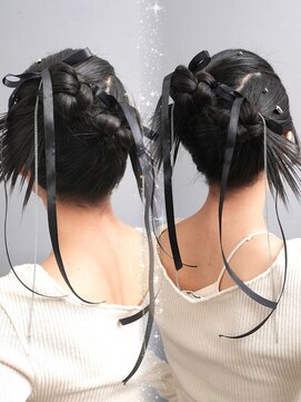 カチモリヘアセットヘアメイクヘアアレンジY2Kお団子推し活韓国