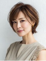 Heart's美人設計と白髪ぼかし専門店 青山表参道店 脱白髪染め/ショートヘア【ハーツ】&nbsp;白髪ぼかし脱白髪染め似合わせショートボブ40代50代60代