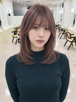 モト 船橋(moto)&nbsp;韓国ミディアムレイヤー艶髪透明感ピンクベージュ前髪顔周り船橋