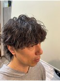 メンズ波巻きマッシュウルフパーマ