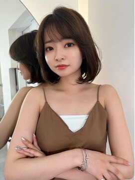 ラル 立川(lar) 韓国bobレイヤー_オリーブベージュレイヤーカットウェットヘア