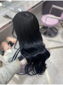 【韓国風モテヘア】ブルーブラックロングヘア