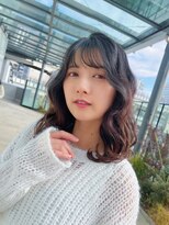 バイオレット 横浜店(Violet)&nbsp;韓国風ウェーブシースルー前髪ミディアムヘア　ay_9