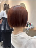 切りっぱなしボブショートボブ横浜オレンジブラウン
