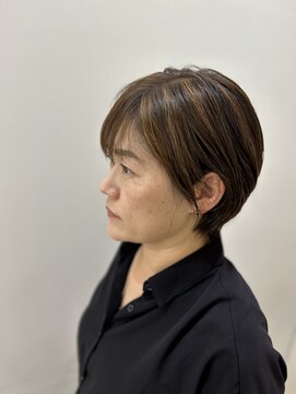 ヘアーライズ 池袋東口店(hair RISE) 白髪ぼかしハイライトシャドールーツ風ショートボブグラボブ