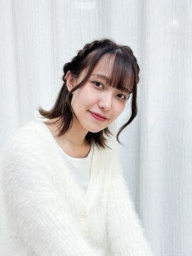 エミュ 天文館店(eMu) ゆるふわ編み込み×ほんのりピンクブラウン
