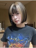 コンパクトボブ レイヤーボブ ミニボブ 前髪あり ポイントカラー