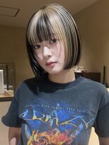 ロウROW)&nbsp;ポイントブリーチカラー ボブ レイヤーボブ ポイントカラー