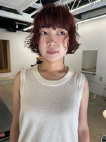 パーク(PARK)&nbsp;ボブパーマ レイヤーボブパーマ ワインレッドカラー 小顔カット