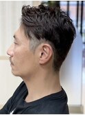 大人メンズアップバングのスッキリショートスタイル/春日部
