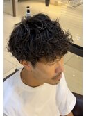 メンズマッシュ×強めスパイラルパーマ