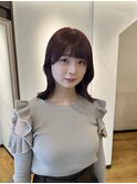チェリーピンク×顔周りレイヤーカット