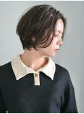 切りっぱなしショート・ボブ/絶壁解消/前髪なし/20代/30代/面長