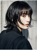 外ハネボブ40代タッセルボブグラデーションカラーヘアカラー
