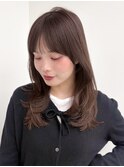 ミディアム/レイヤーカット/顔周りカット/透明感カラー
