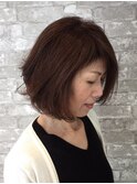 大人可愛い ふんわりボブダークブラウン前髪センターパート