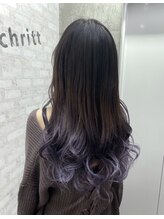 シュリット 溝の口(schritt)&nbsp;ブリーチグラデーションパープル裾カラーデザインカラー溝の口ai