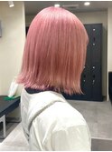 4627ベビーピンク艶髪ハイトーンカラー韓国ヘアホワイトピンク