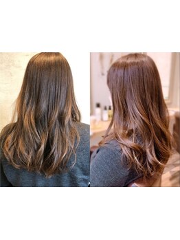 縮毛矯正の髪にも、同時施術も可能◎女性らしい柔らかい雰囲気に。コテで巻いたような立体感のあるカールに