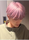 メンズダブルカラーブリーチピンクカラーマッシュ韓国ヘア