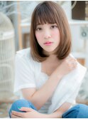 ワンレンくすみベージュ小顔ワンカールロブh4上尾20代30代40代