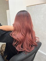 ワク 藤沢店(waku) バレイヤージュ オレンジレッド ブリーチ