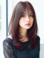 ダル 渋谷/表参道(DAL.)&nbsp;顔周りカットチェリーレッドレイヤーセミロング