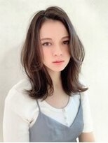 大人ミディアム韓国レイヤーアッシュブラウン透明感20代30代40代