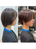 ショートボブ髪型20代30代40代50代前髪あり前髪なし面長【橋本】