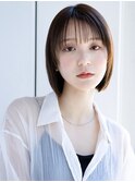 フェイスレイヤー鎖骨ボブハッシュカット薄めバングウルフパーマ