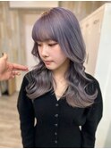 丸型卵形四角逆三角切りっぱなしボブエアリーロング美髪ブラウン