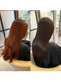 グレージュ×ロング