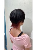 ブリーチ1回~ウルフカット×襟足インナーコーラルレッド池袋東口