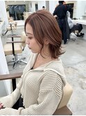透明感ピンクグレージュ×レイヤーカット