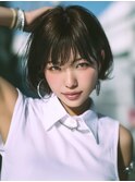☆ホワイトグレージュミニウルフデジタルパーマチェリーブラウン