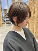 前髪カット＊イメチェンショートボブ＊カーキグレージュ