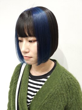 ノル 栄矢場町(nol) カチューシャカラー×前下がりボブ(ブルー/ネイビー/青色/水色)