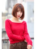ピンクベージュ×大人シンプルボブ