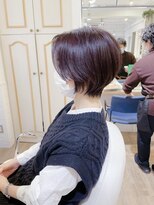 ネオリーブアイム 横浜西口店(Neolive aim)&nbsp;大人可愛い艶感と丸み　深み紫色ショートボブ【近藤】横浜