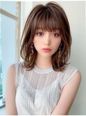 前髪パーマ/小顔カット/マロンベージュ/夏カラー/Aラインボブ