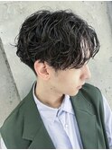 センターパートニュアンスパーマスパイラルパーマメンズパーマ