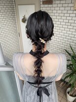 編み下ろし　ローポニー　参列ヘア　ドレスヘア