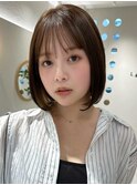 30代40代50代◎小顔似合わせヘア黒髪ボブルフネビージュワンレン