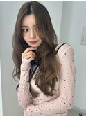 ロングレイヤー　韓国ヘア　くびれヘア　モテ髪　アッシュカラー