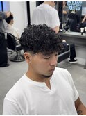 ブルーブラックフェザーパーマスパイキーショートサーフカール