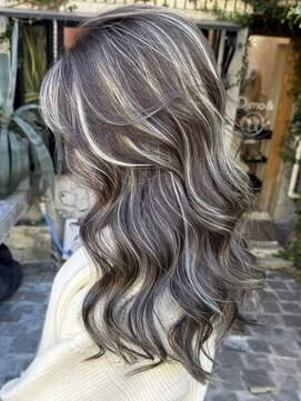 ディモアンド 表参道(Dimo&) xハイライト/イメチェン/ホワイトブロンド/外ハネボブ/美髪/